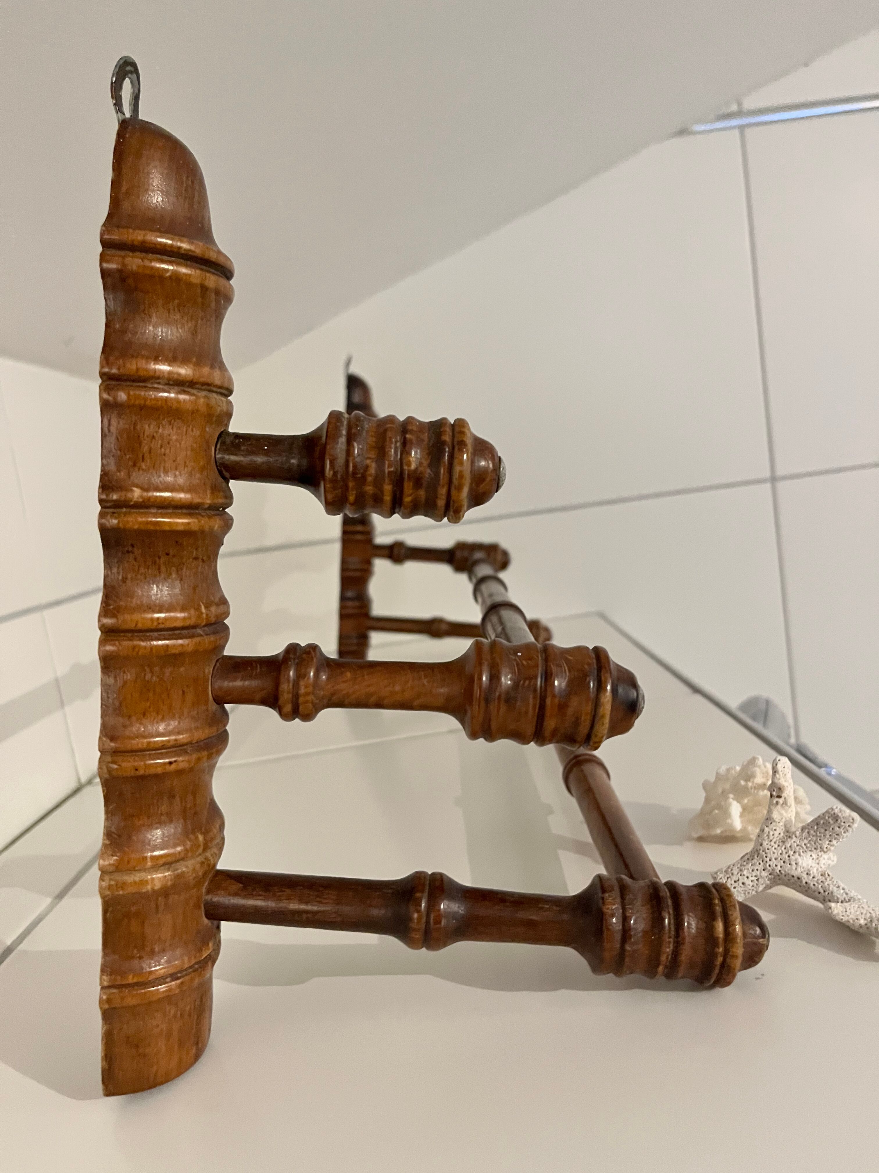 Old wooden towel rack