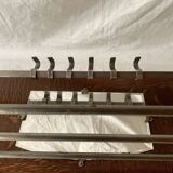 Large Art Deco wall-mounted coat rack in wood and chrome metal with mirror