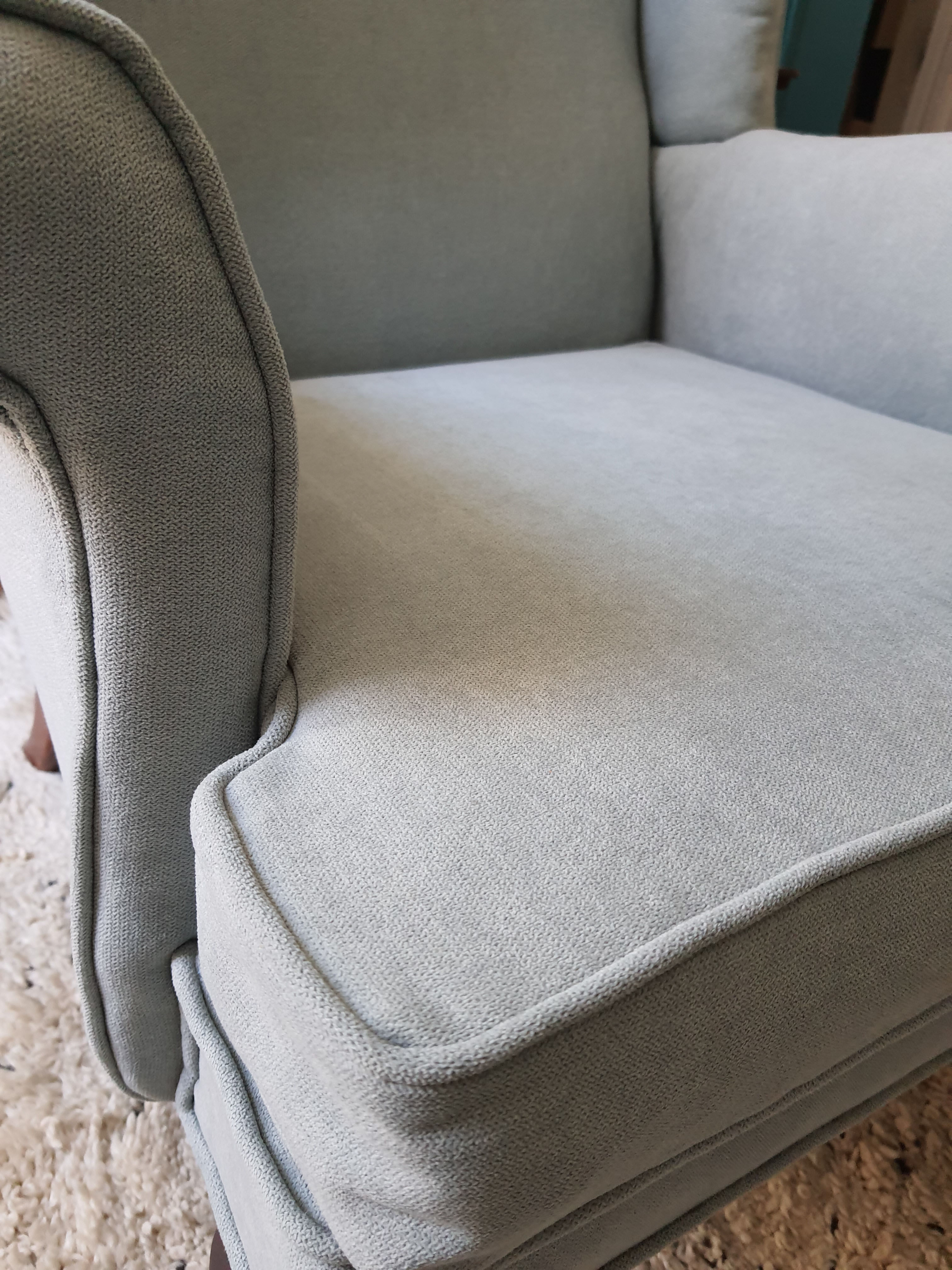 Parker Knoll chair retaped sky blue