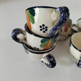 Set of 7 miniature Quimper earthenware cups