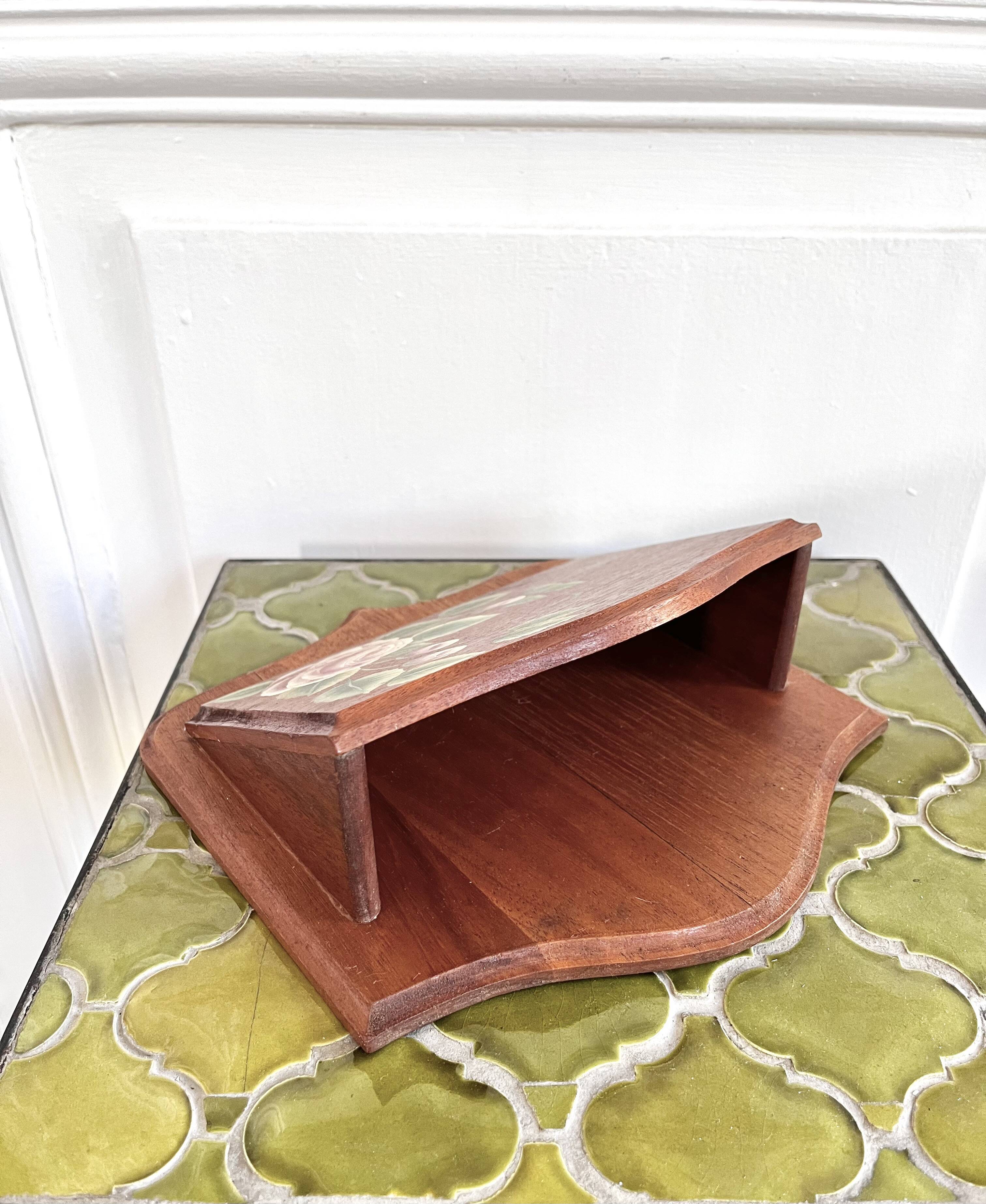 Wooden letter mail holder decorated with roses