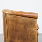 Sheepskin Leather Club Chair in a Light Cognac Color