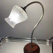 Metal and wood gooseneck table lamp