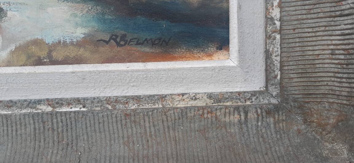 Antique painting "autumn landscape" France mid-20th century