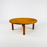 Table basse en pin massif du milieu du siècle, années 1970