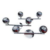 3 vintage chrome metal pendant lights