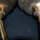 Set of 2 antique hand-chiselled gilded bronze candlesticks – Pair of 18th-century candle holders.