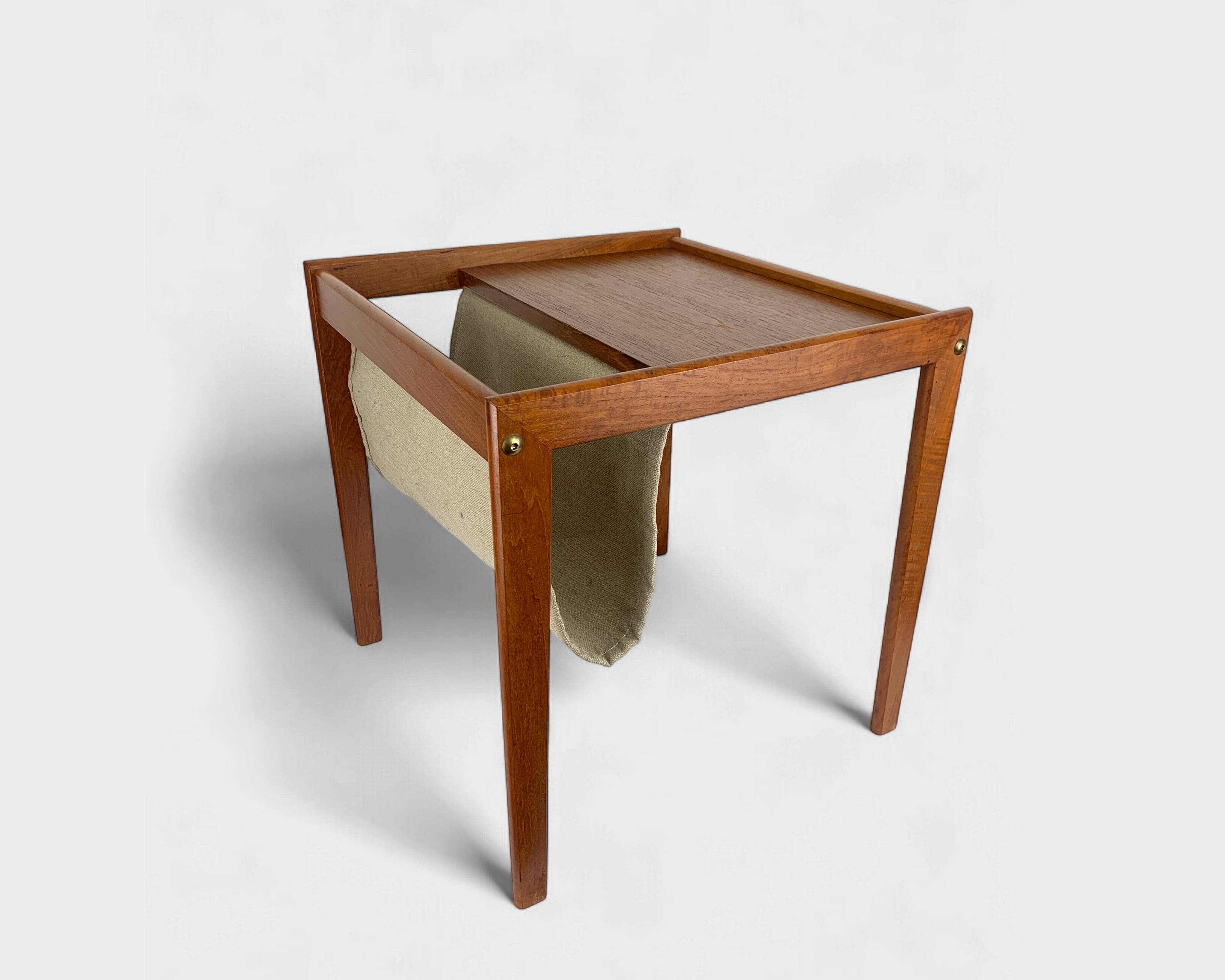 Danish teak side table with magazine rack, 1960s