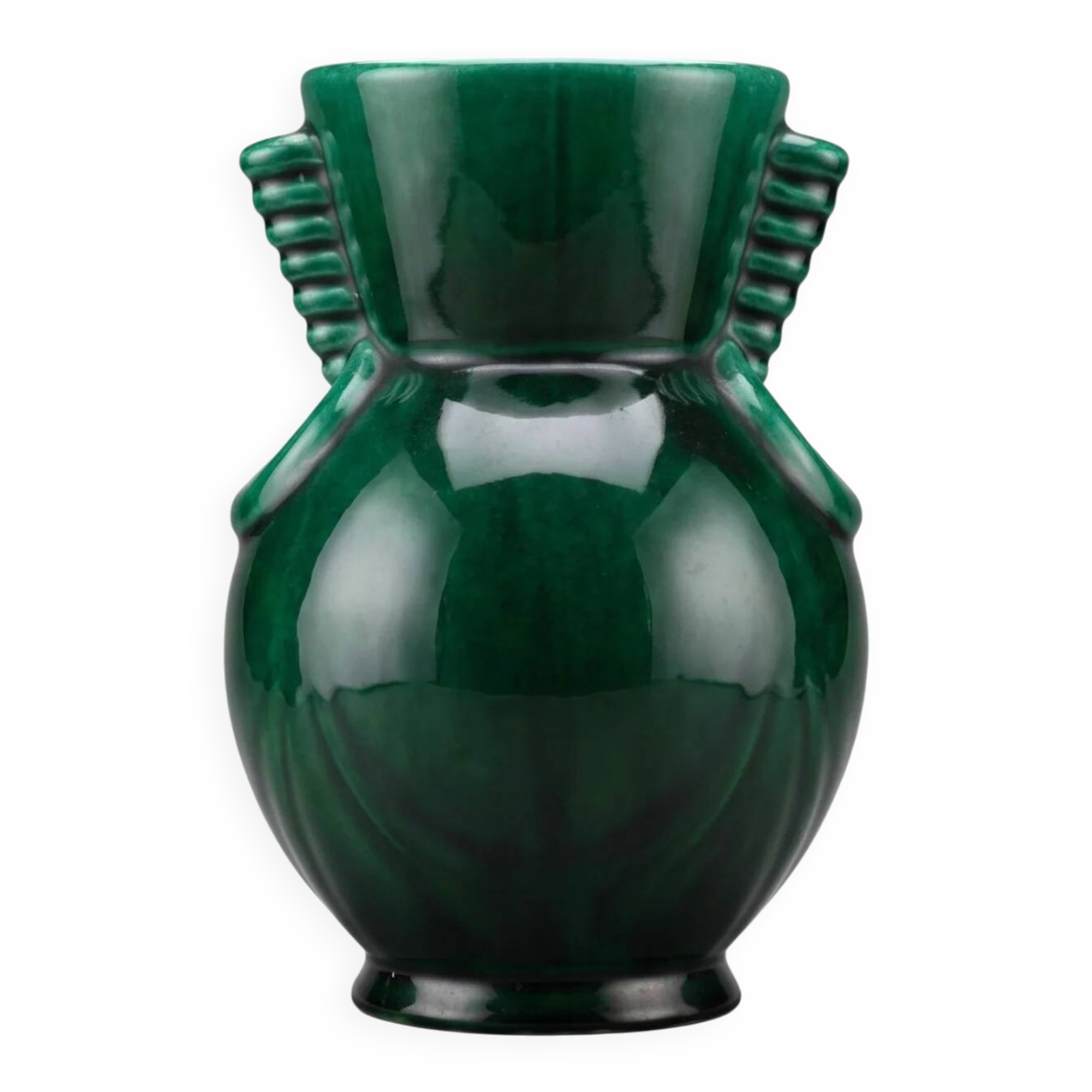 Art Deco vase Saint-Clément 4159 signed Blanche Letalle – malachite green