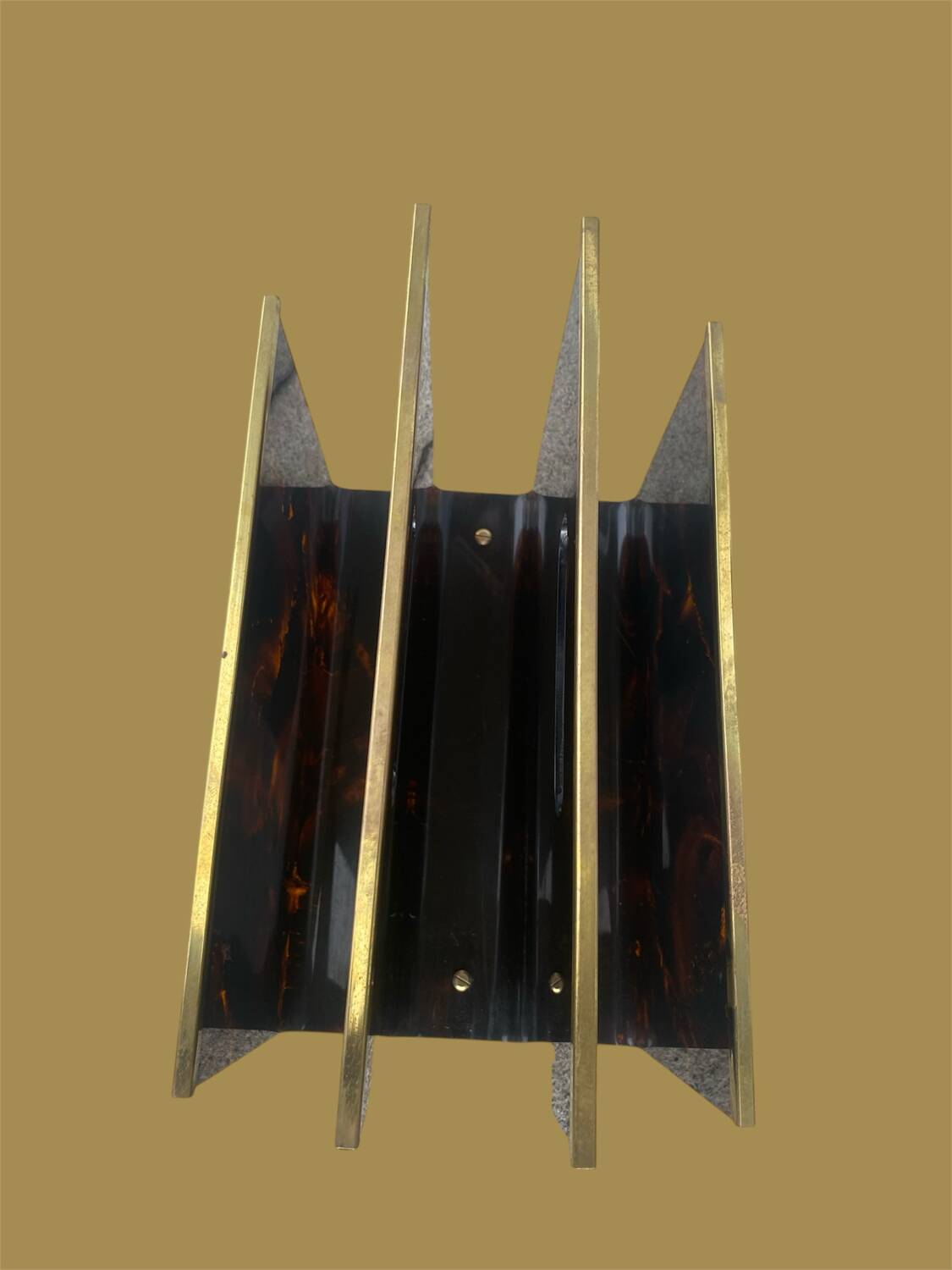 1970s magazine rack in tortoiseshell plexiglass by alpac