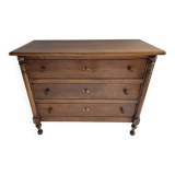 Empire style chest of drawers with 3 drawers in light walnut