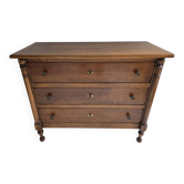 Empire style chest of drawers with 3 drawers in light walnut