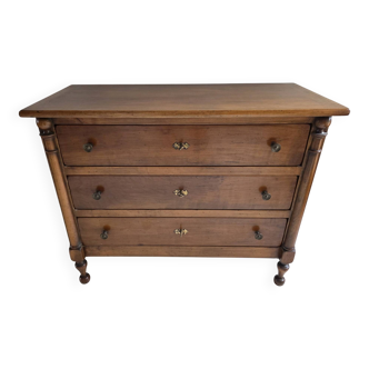 commode empire 3 tiroirs noyer blond