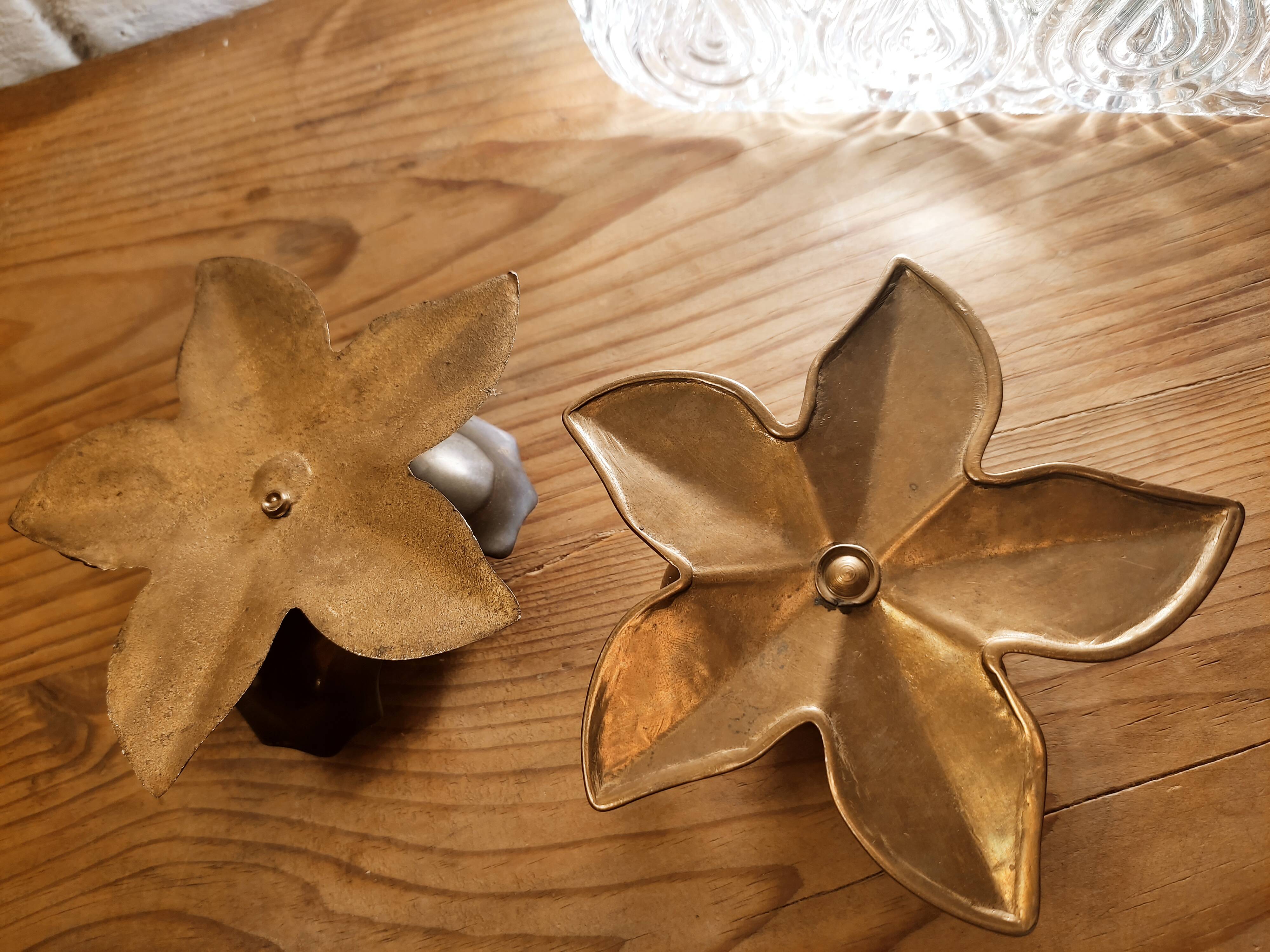 Duo of brass star candle holders