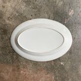 Longwy oval dish in white and brown iron earth