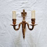 French Empire-style wall sconce or chandelier in bronze with an antique gold patina.