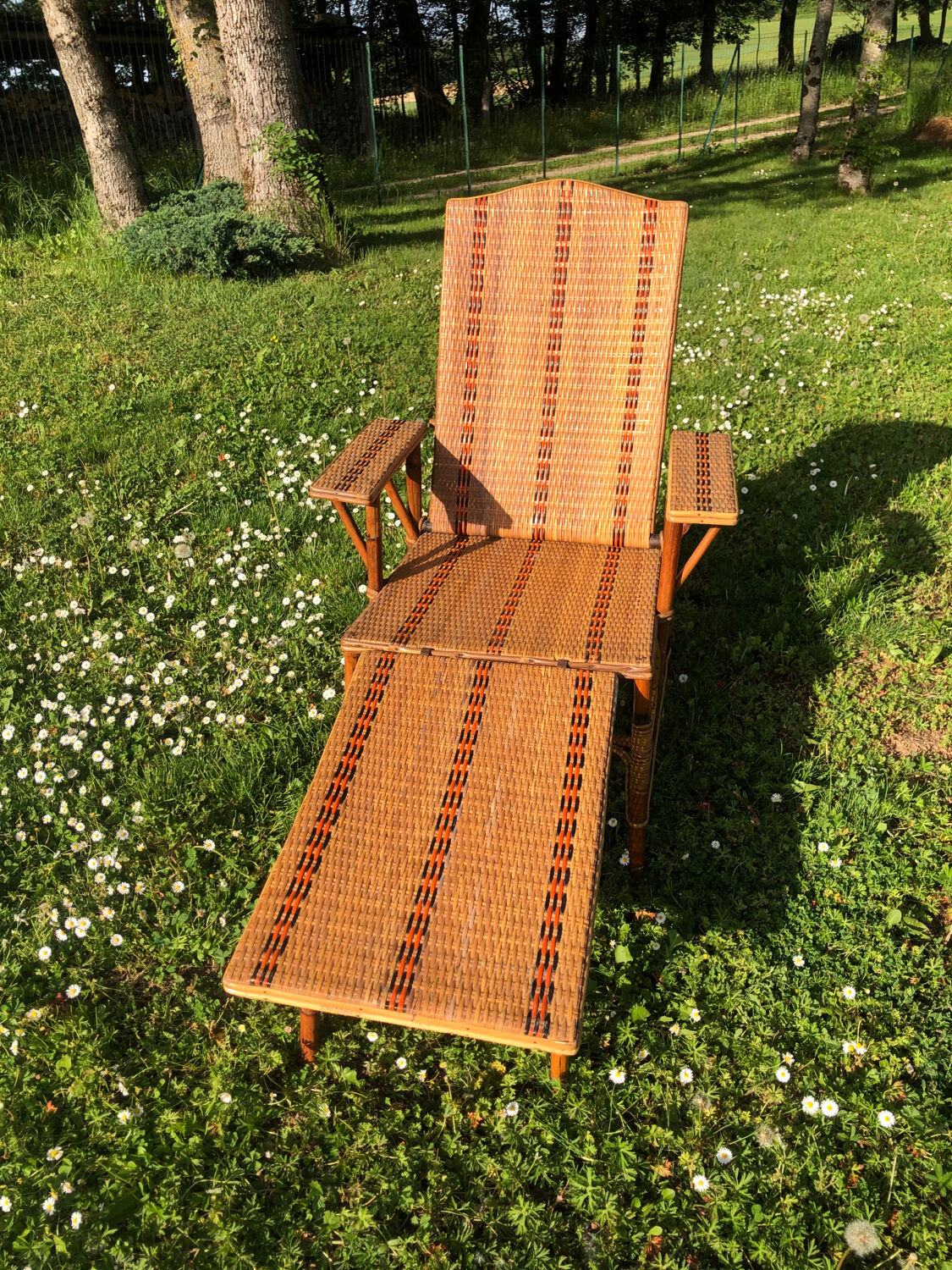 Rattan and wicker deck chair