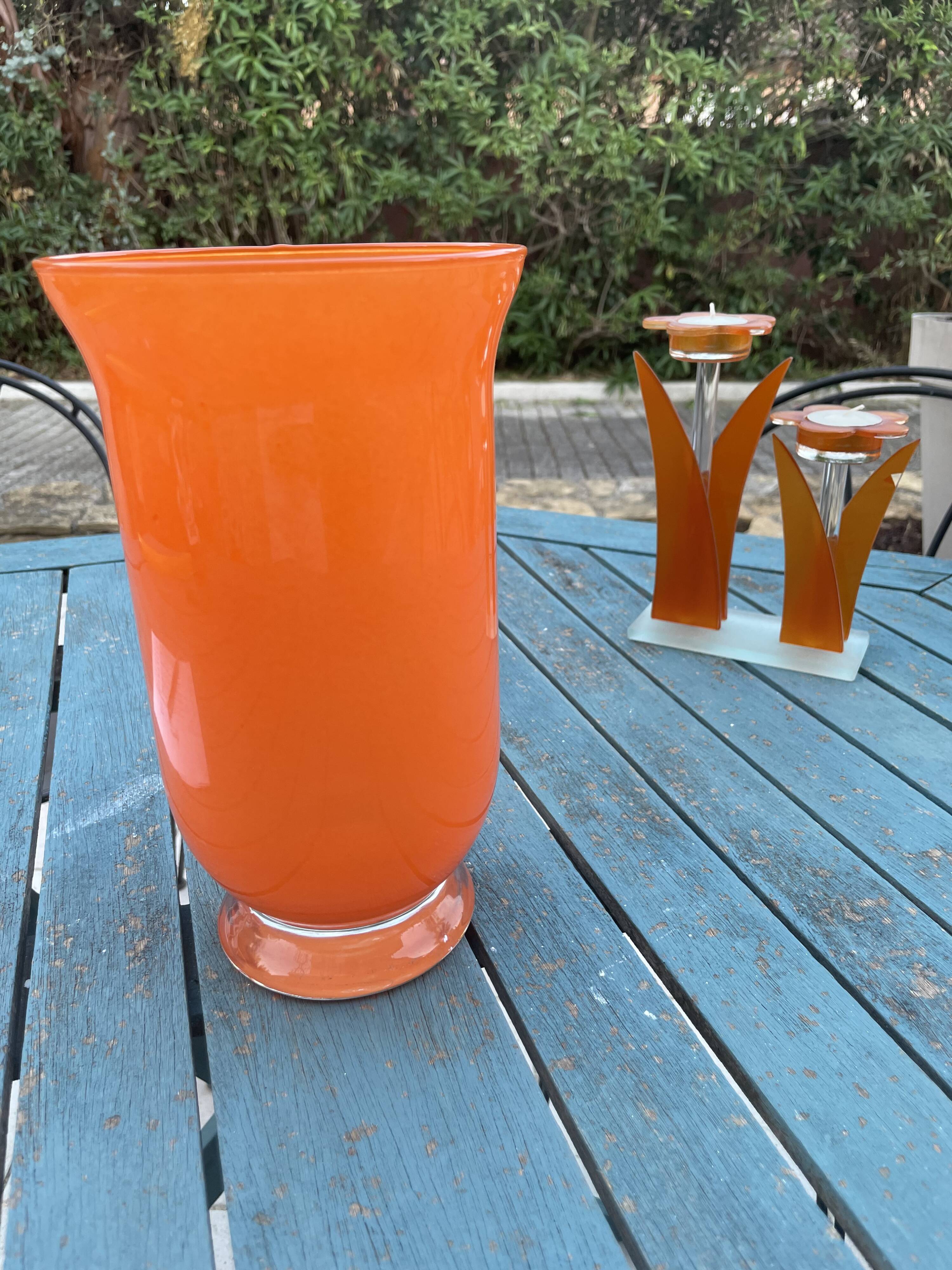 Orange glass vase