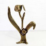 Art Nouveau brass flower candle holder