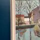 Original Swedish Oil on Canvas - "Landscape with Trees and Buildings" by Ingvar Björk - 1948 - Vintage - Framed - 62 × 48 cm (24.4" × 18.9")