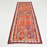 Red Orange Tribal Vintage Runner Rug, 101x297Cm