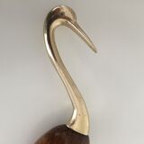 Heron in wood and brass