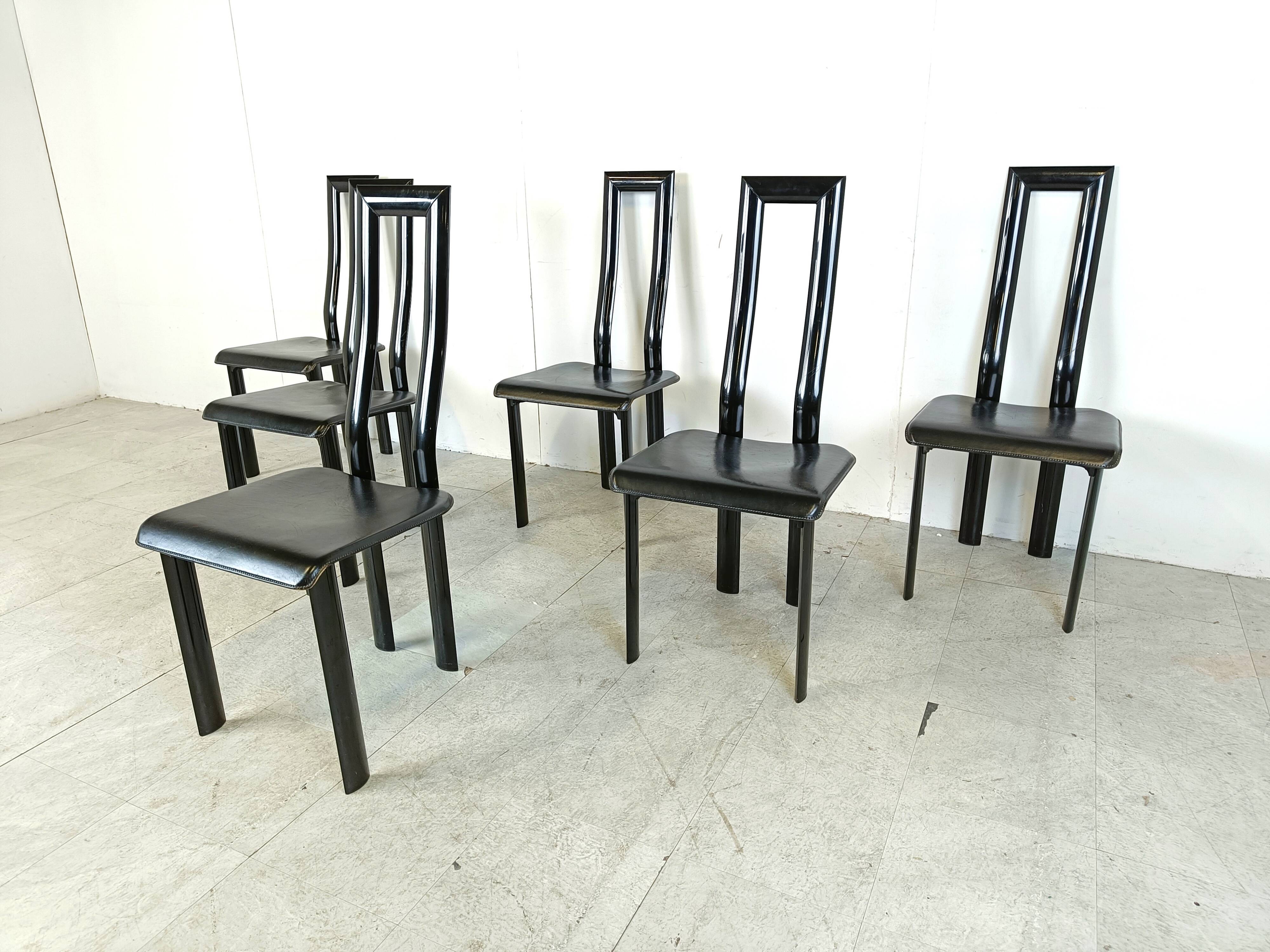 Italian Model Regia Dining Chairs by Antonello Mosca for Ycami, 1980s, Set of 6