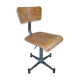 Former metal workshop chair - wood assise adjustable height vintage
