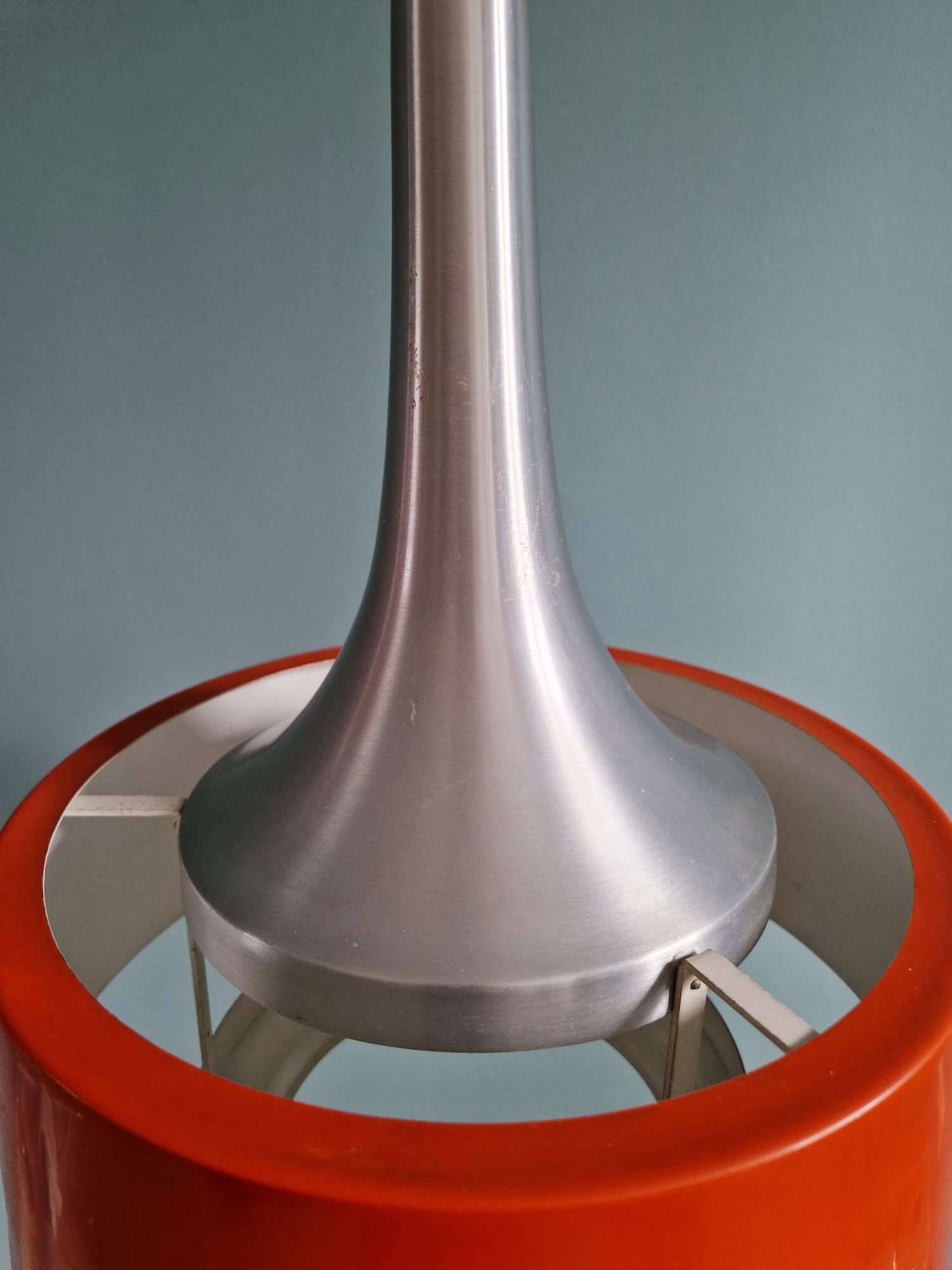 Pair of Scandinavian brushed aluminium pendants, 1960s