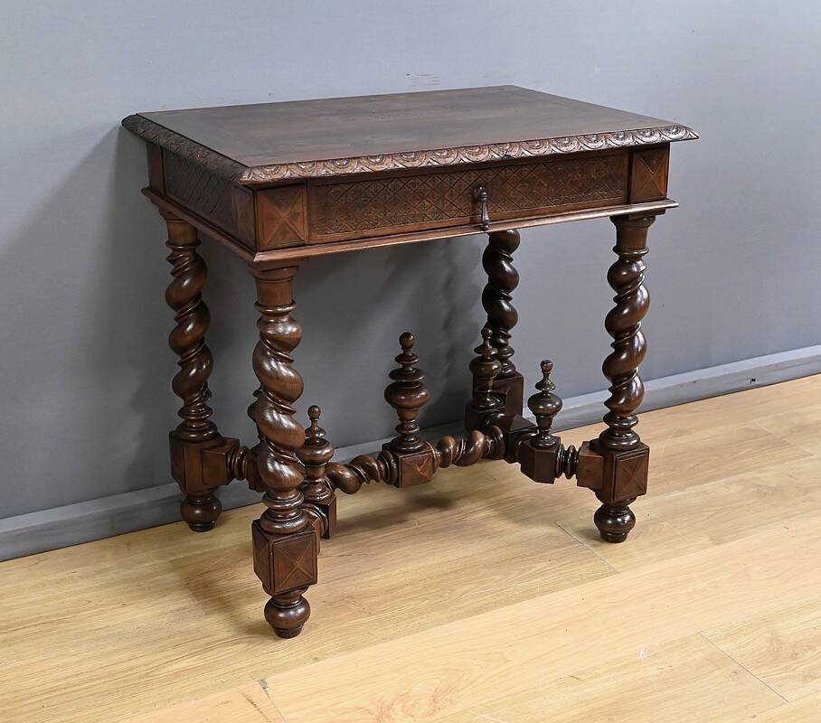 Small Oak Desk Table, Louis XIII Style – Mid-19th Century