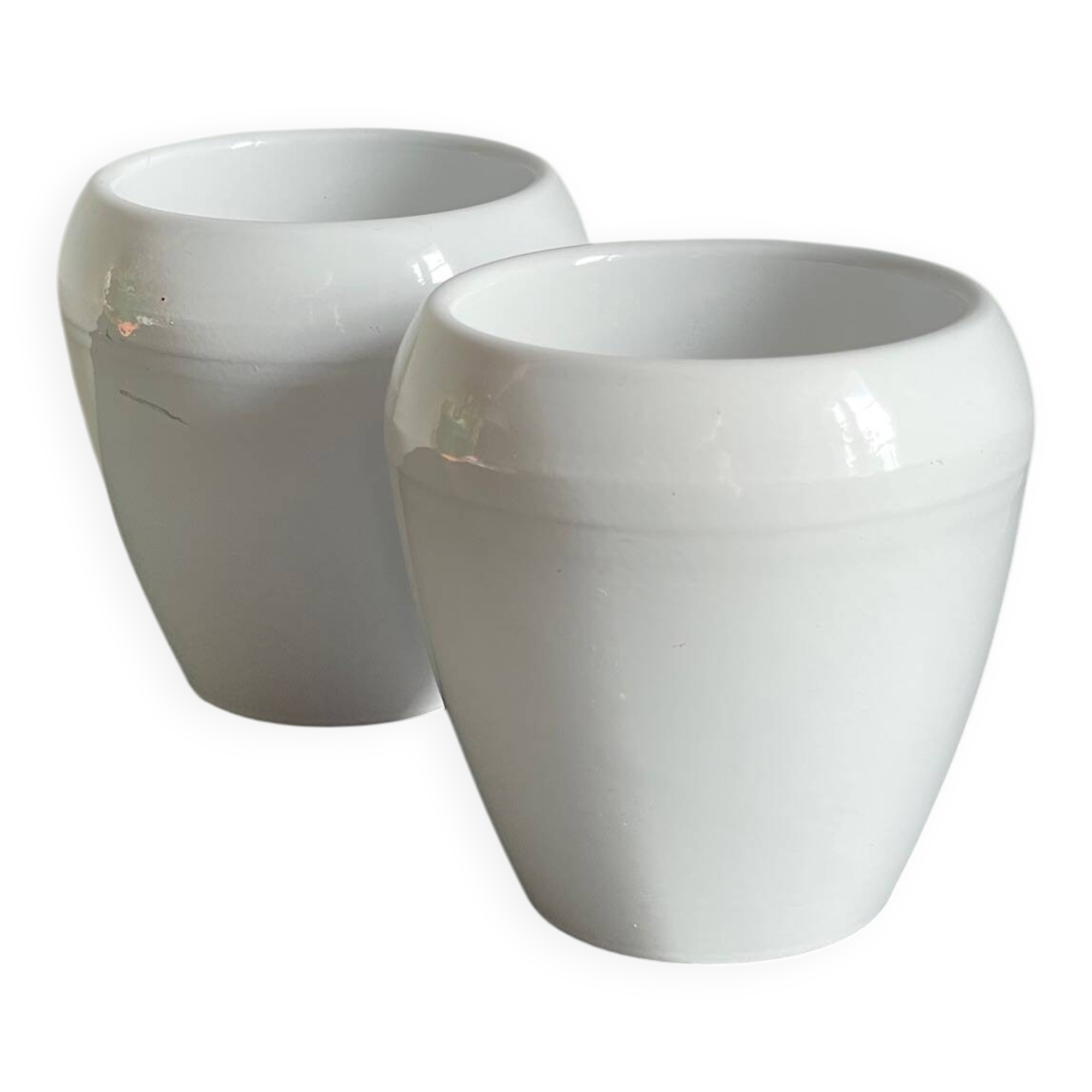 Pair of White Ceramic Candle Holders