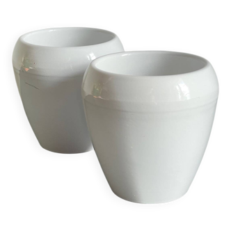 Pair of White Ceramic Candle Holders