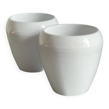 Pair of White Ceramic Candle Holders