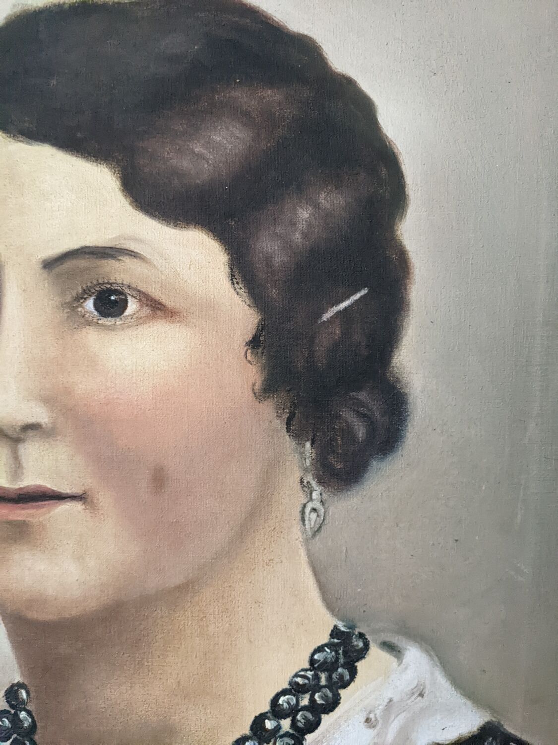 Oil on canvas portrait, vintage, bohemian countryside decoration.