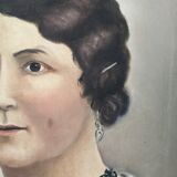 Oil on canvas portrait, vintage, bohemian countryside decoration.