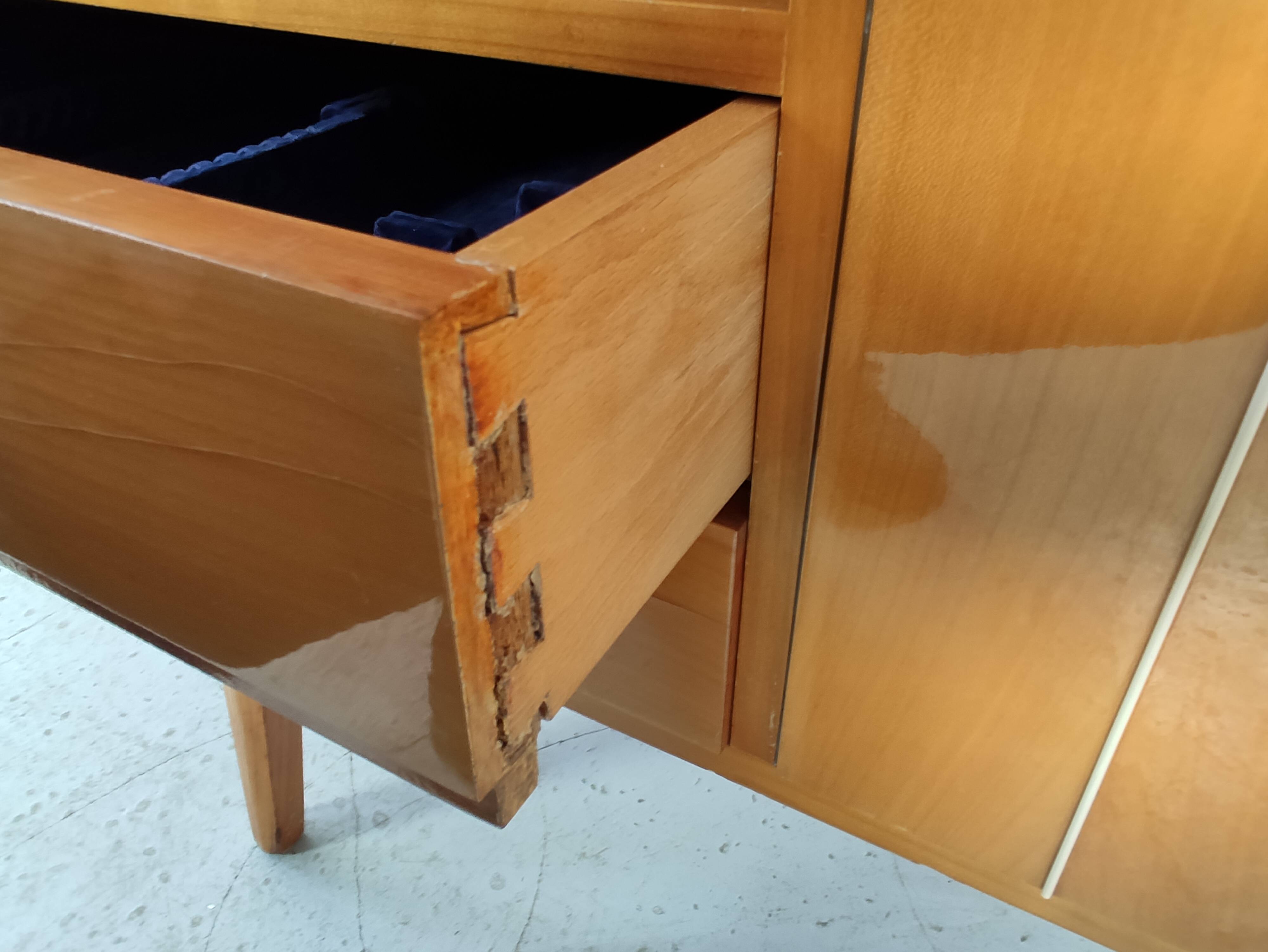 Scandinavian vintage wood and glass enfilade , 50s/60s