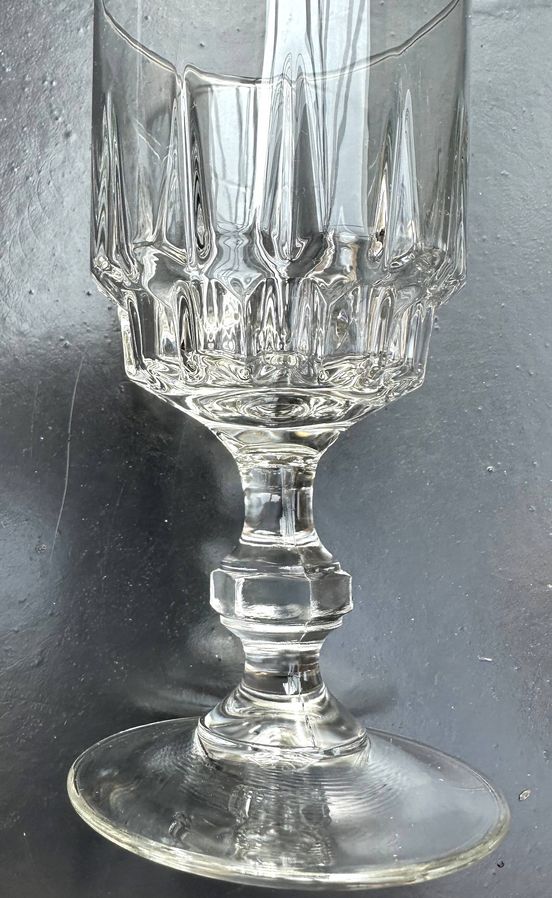 3 wine/water glasses 13.5 cm Cristal d'Arques model Louvre Vintage