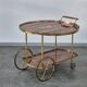 1970s drinks bar cart with side flaps in marquetry