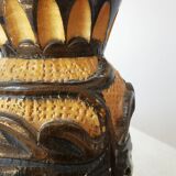 Vintage Hand Carved Wooden Vase: Grapevine Motif, 1970s Yugoslavia