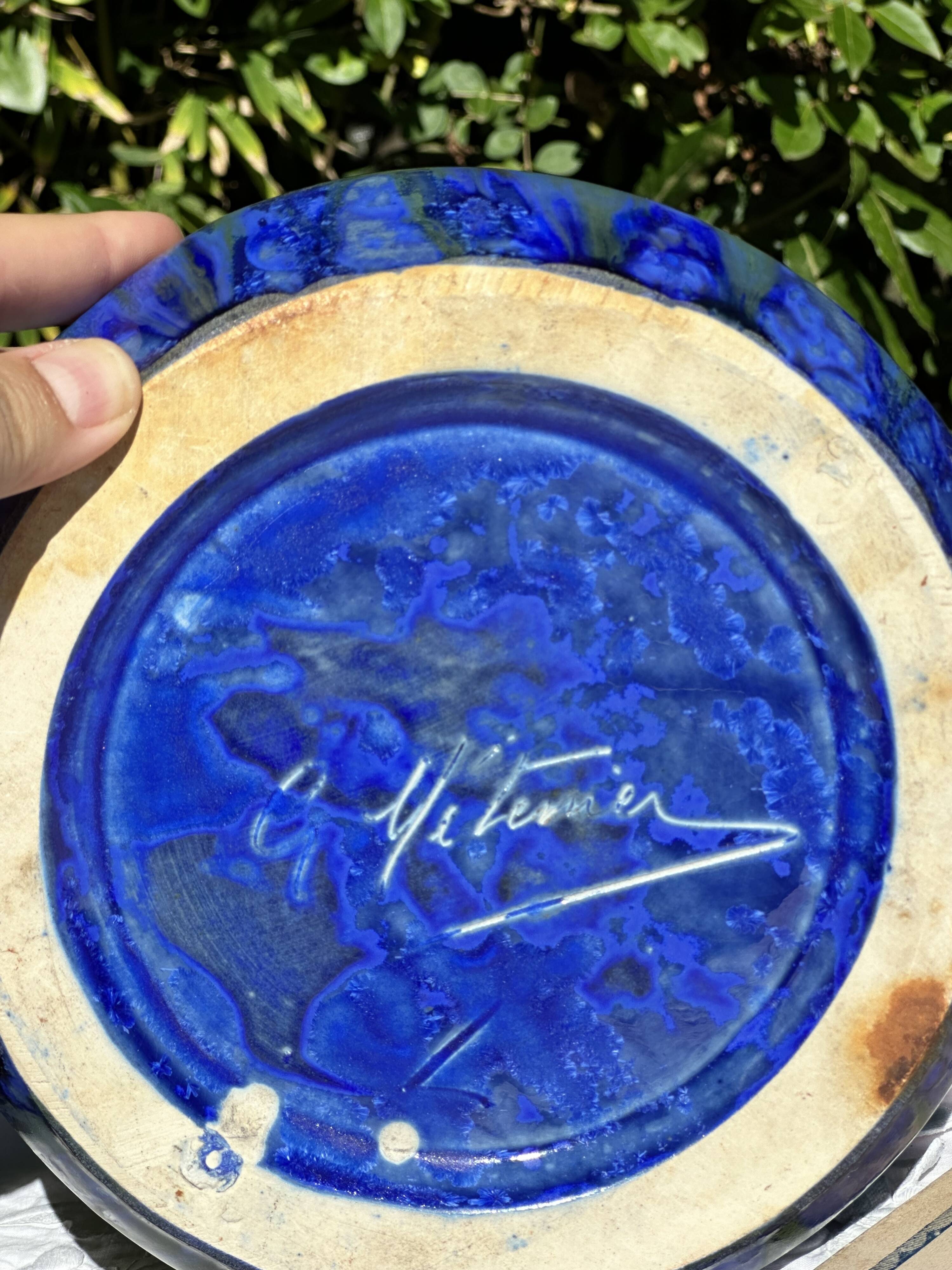 Gilbert metenier signed ceramic bowl // french art deco