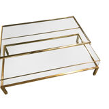 Table basse coulissante en laiton des années 1970