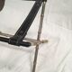 Table d'appoint vintage en laiton et cuir par Jacques Adnet 1950