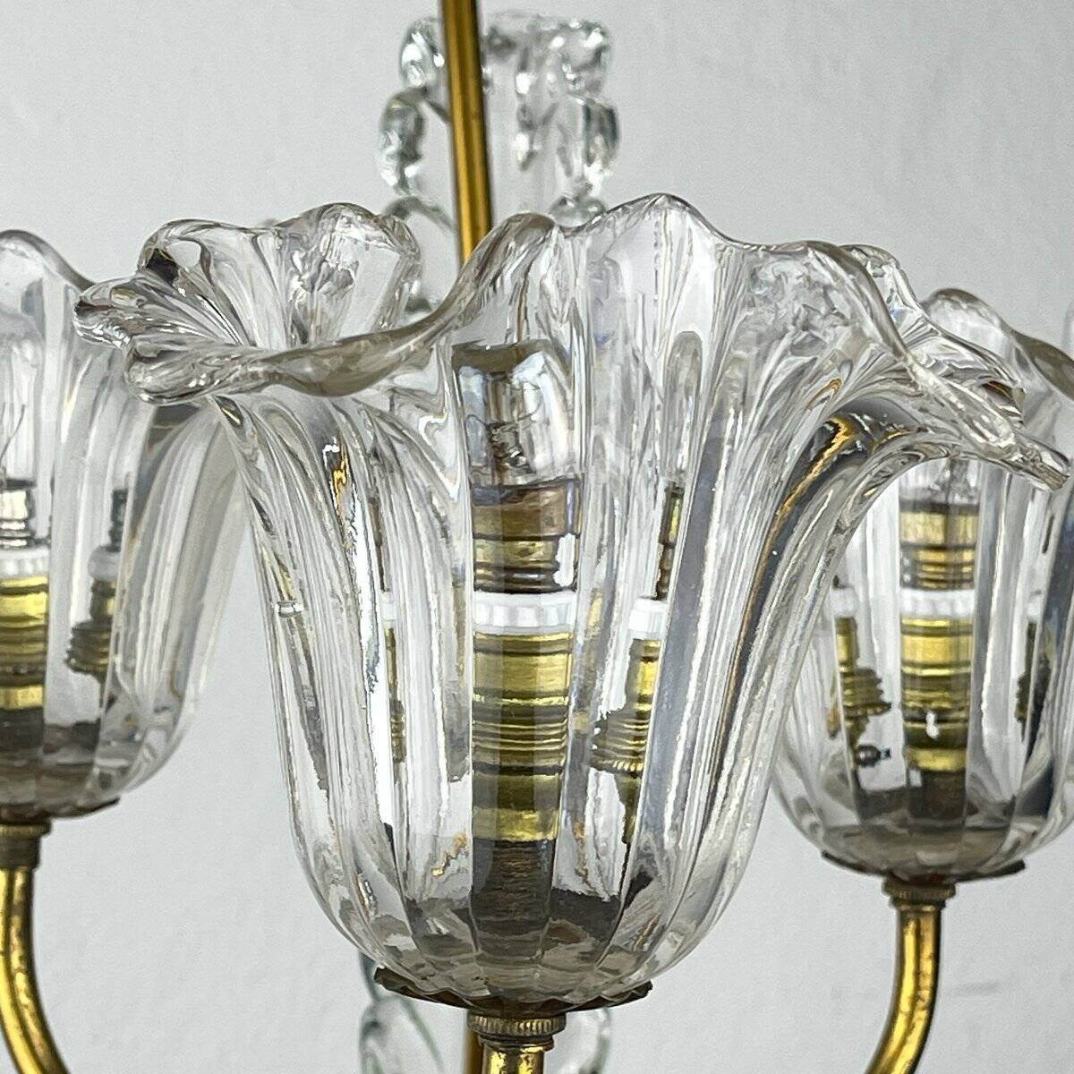 Murano glass chandelier by Ercole Barovier, Barovier & Toso, 1930s.