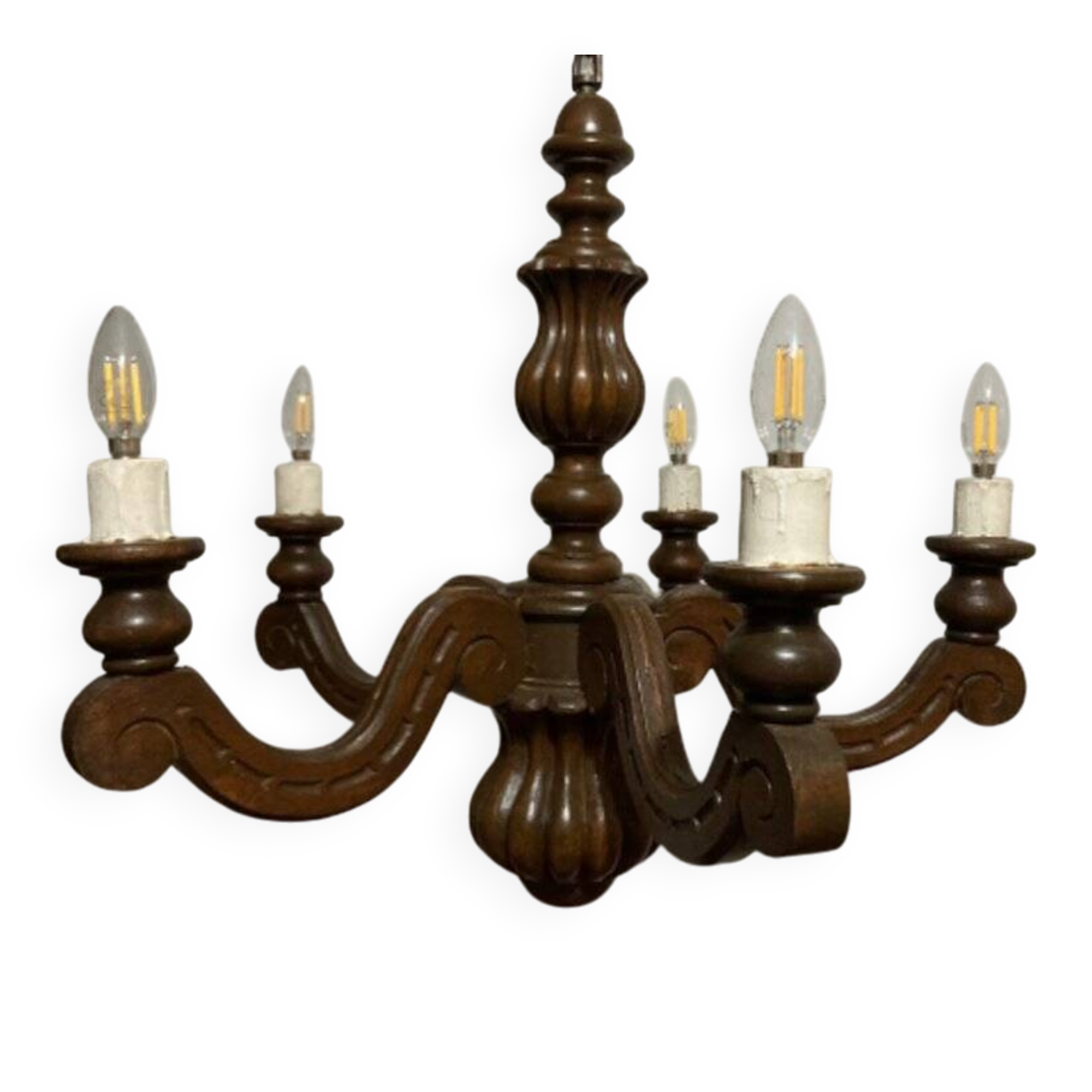 Louis XVI style wooden chandelier, 1890s