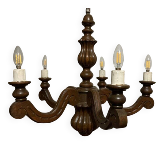 Louis XVI style wooden chandelier, 1890s