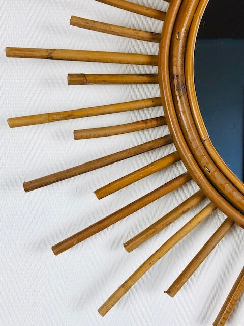 Mirror sun rattan - vintage 70