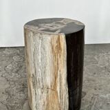 Small black, white and gray petrified wood side table H28cm D:18.5