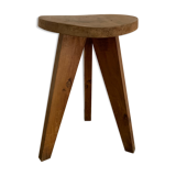 Vintage raw wood tripod stool