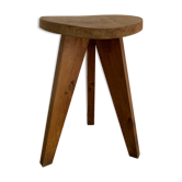 Vintage raw wood tripod stool