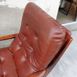 Rotating armchair in vintage skaî 1970